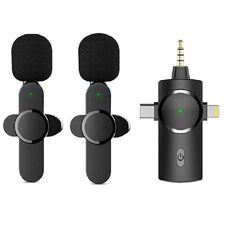 Microfono wireless Lavalier One by Two 3 in 1 con riduzione del rumore per iPhone/iPad/Android/fotocamera