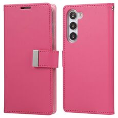 Per Samsung Galaxy S23+ 5G GOOSPERY RICH DIARY Custodia in pelle per telefono Crazy Horse Texture (rosa rossa)