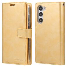 Per Samsung Galaxy S23+ 5G GOOSPERY MANSOOR DIARY Custodia per telefono in pelle con 9 slot per schede (oro)
