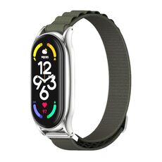 Per Xiaomi Mi Band 7/7 NFC MIJOBS PLUS Cinturino in nylon traspirante (verde militare argento)
