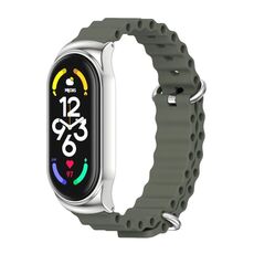 Per Xiaomi Mi Band 6/5/4/3 MIJOBS CS Marine Cinturino in silicone traspirante (verde kaki argento)