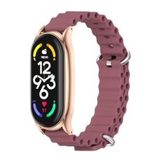Per Xiaomi Mi Band 7/7 NFC MIJOBS PLUS Cinturino per orologio traspirante in silicone marino (vino rosso oro rosa)