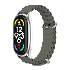 Per Xiaomi Mi Band 7/7 NFC MIJOBS PLUS Cinturino in silicone marino traspirante (verde kaki argento)
