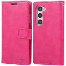 Per Samsung Galaxy S23 5G GOOSPERY BLUE MOON Custodia per telefono in pelle Crazy Horse Texture (rosa rossa)