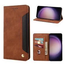 Per Samsung Galaxy S23 5G Skin Feel Custodia in pelle per giunture (marrone)