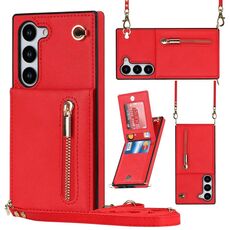 Per Samsung Galaxy S23 5G Cross-body Zipper Square TPU + PU Cover posteriore (rosso)