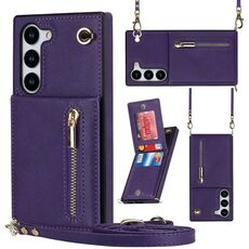 Per Samsung Galaxy S23 5G Cross-body Zipper Square TPU+Custodia posteriore in PU (viola)
