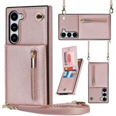 Per Samsung Galaxy S23+ 5G Cross-body Zipper Square TPU+Custodia posteriore in PU (oro rosa)