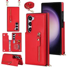 Per Samsung Galaxy S23 5G Custodia per telefono quadrata con cerniera a croce (rossa)