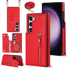 Per Samsung Galaxy S23 + 5G Custodia per telefono quadrata con cerniera a croce (rosso)