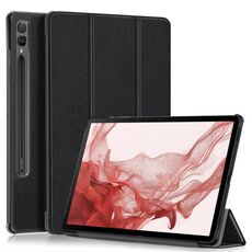 Per Samsung Galaxy Tab S9+ Custer Custodia per tablet in pelle con supporto a 3 pieghe in puro colore (nero)