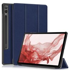 Per Samsung Galaxy Tab S9+ Custer custodia per tablet in pelle con supporto a 3 pieghe in puro colore (blu scuro)