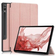 Per Samsung Galaxy Tab S9+ Custer custodia per tablet in pelle con supporto a 3 pieghe in puro colore (oro rosa)