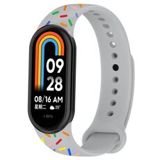 Per Xiaomi Band 8 Sports Rainbow Dots Cinturino con fibbia in silicone (grigio)
