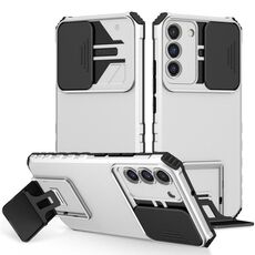 Per Samsung Galaxy S22+ 5G Supporto stereoscopico Custodia scorrevole per telefono Camshield (bianca)