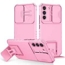 Per Samsung Galaxy S22 + 5G supporto stereoscopico custodia per telefono camshield scorrevole (rosa)