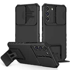 Per Samsung Galaxy S22+ 5G Supporto stereoscopico Custodia scorrevole per telefono camshield (nero)