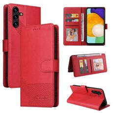 Custodia in pelle magnetica per Samsung Galaxy A14 5G GQUTROBE Skin Feel (rosso)