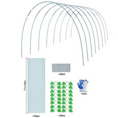 Cerchi per serre ad arco da giardino Telaio per tunnel in acciaio antiruggine Supporto per piante, Speci: S 3 aste 8 archi