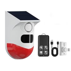 CT80R Modello di aggiornamento USB Rilevatore di movimento a infrarossi Solar Outdoor PIR Wireless Strobe Siren Detector Allarme sonoro
