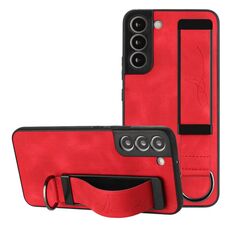 Per Samsung Galaxy S22 5G Custodia per cellulare posteriore in pelle con supporto per cinturino (rosso)