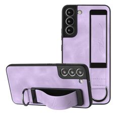 Per Samsung Galaxy S22 + 5G Custodia da polso posteriore in pelle per telefono (viola)