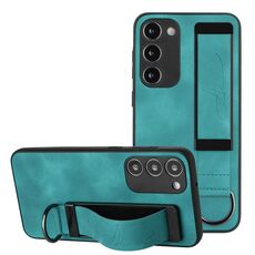 Per Samsung Galaxy S23 + 5G Custodia per cellulare posteriore in pelle con supporto per cinturino (verde)