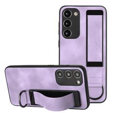 Per Samsung Galaxy S23 + 5G Custodia per cellulare posteriore in pelle con supporto per cinturino (viola)