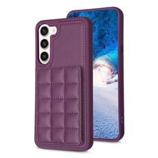 Per Samsung Galaxy S22 + 5G Grid Card Slot Custodia per telefono (viola scuro)