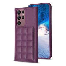 Per Samsung Galaxy S22 Ultra 5G Grid Card Slot Custodia per telefono (viola scuro)