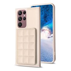 Per Samsung Galaxy S22 Ultra 5G Grid Card Slot Custodia per telefono (beige)