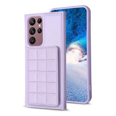 Per Samsung Galaxy S22 Ultra 5G Grid Card Slot Custodia per telefono (viola chiaro)