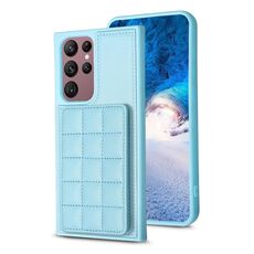 Per Samsung Galaxy S22 Ultra 5G Grid Card Slot Custodia per telefono (blu)