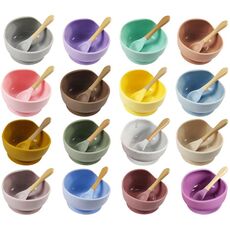 Bambini Silicone Anti-caduta Ventosa Ciotola Cucchiaio da addestramento Set di ciotole per integratori alimentari, consegna a colori casuali