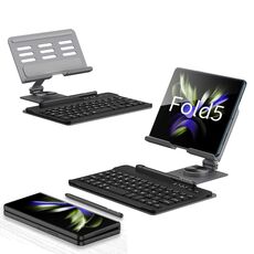 Per Samsung Galaxy Z Fold5 GKK Supporto per tastiera Bluetooth pieghevole con penna + supporto + tastiera + mouse (grigio)