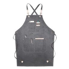 Grembiule da lavoro per abbigliamento da lavoro per tè al latte floreale (grigio nero)