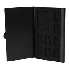 1SD + 8TF Alluminio Micro SD Card Holder Pin Storage Box 9 solts per scheda di memoria SD / SIM / TF (nero)