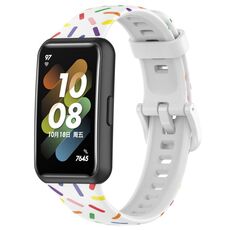 Per cinturino in silicone Huawei Band 7 Sports Rainbow Dots (bianco)