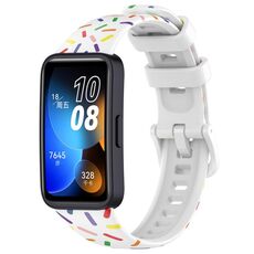 Per cinturino in silicone Huawei Band 8 Sports Rainbow Dots (bianco)