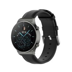 Per Huawei Watch 4 / Watch 4 Pro cinturino in pelle a coda tonda (nero)