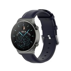 Per Huawei Watch 4 / Watch 4 Pro cinturino in pelle a coda tonda (blu navy)