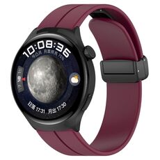 Cinturino in silicone con fibbia pieghevole per Huawei Watch 4 / Watch 4 Pro (rosso vino)
