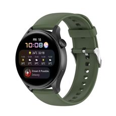 Per Huawei Watch 4 / Watch 4 Pro Cinturino per orologio con fibbia in acciaio inossidabile in silicone tinta unita (verde scuro)