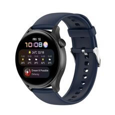 Per Huawei Watch 4 / Watch 4 Pro Cinturino per orologio con fibbia in acciaio inossidabile in silicone tinta unita (blu navy)
