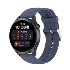 Per Huawei Watch 4 / Watch 4 Pro Cinturino per orologio con fibbia in acciaio inossidabile in silicone tinta unita (grigio blu)