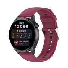 Per Huawei Watch 4 / Watch 4 Pro Cinturino per orologio con fibbia in acciaio inossidabile in silicone tinta unita (rosso vino)