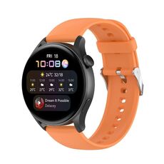 Per Huawei Watch 4 / Watch 4 Pro Cinturino per orologio con fibbia in acciaio inossidabile in silicone tinta unita (arancione)