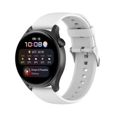 Per Huawei Watch 4 / Watch 4 Pro cinturino con fibbia in acciaio inossidabile in silicone tinta unita argento (bianco)