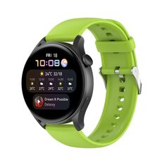 Per Huawei Watch 4 / Watch 4 Pro cinturino con fibbia in acciaio inossidabile in silicone tinta unita argento (verde lime)