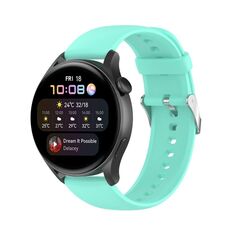 Per Huawei Watch 4 / Watch 4 Pro Cinturino per orologio con fibbia in acciaio inossidabile in silicone tinta unita (verde acqua)